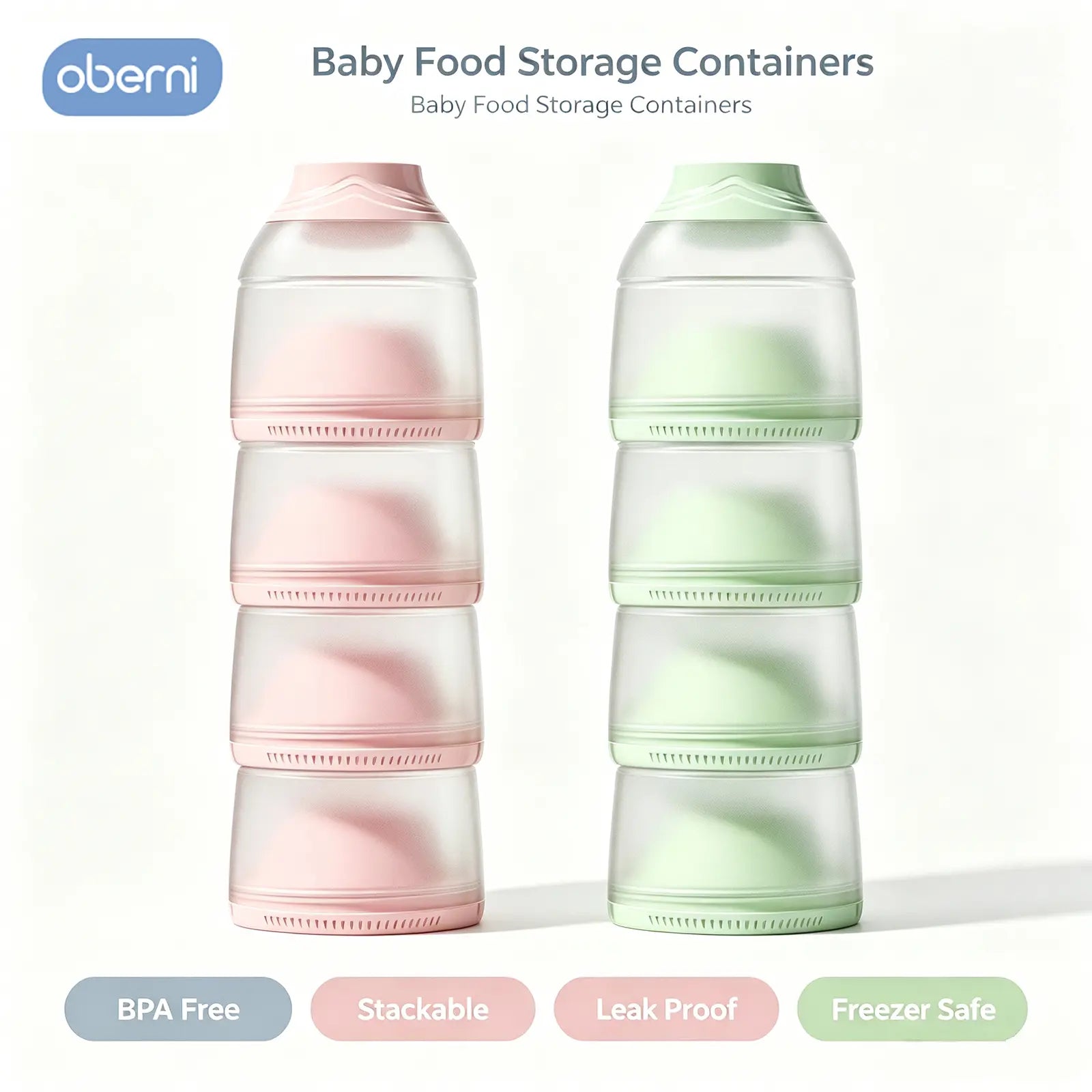 Oberni 4-Layer Stackable Formula Dispenser - Compact, Leakproof, BPA-Free Baby Travel Organizer